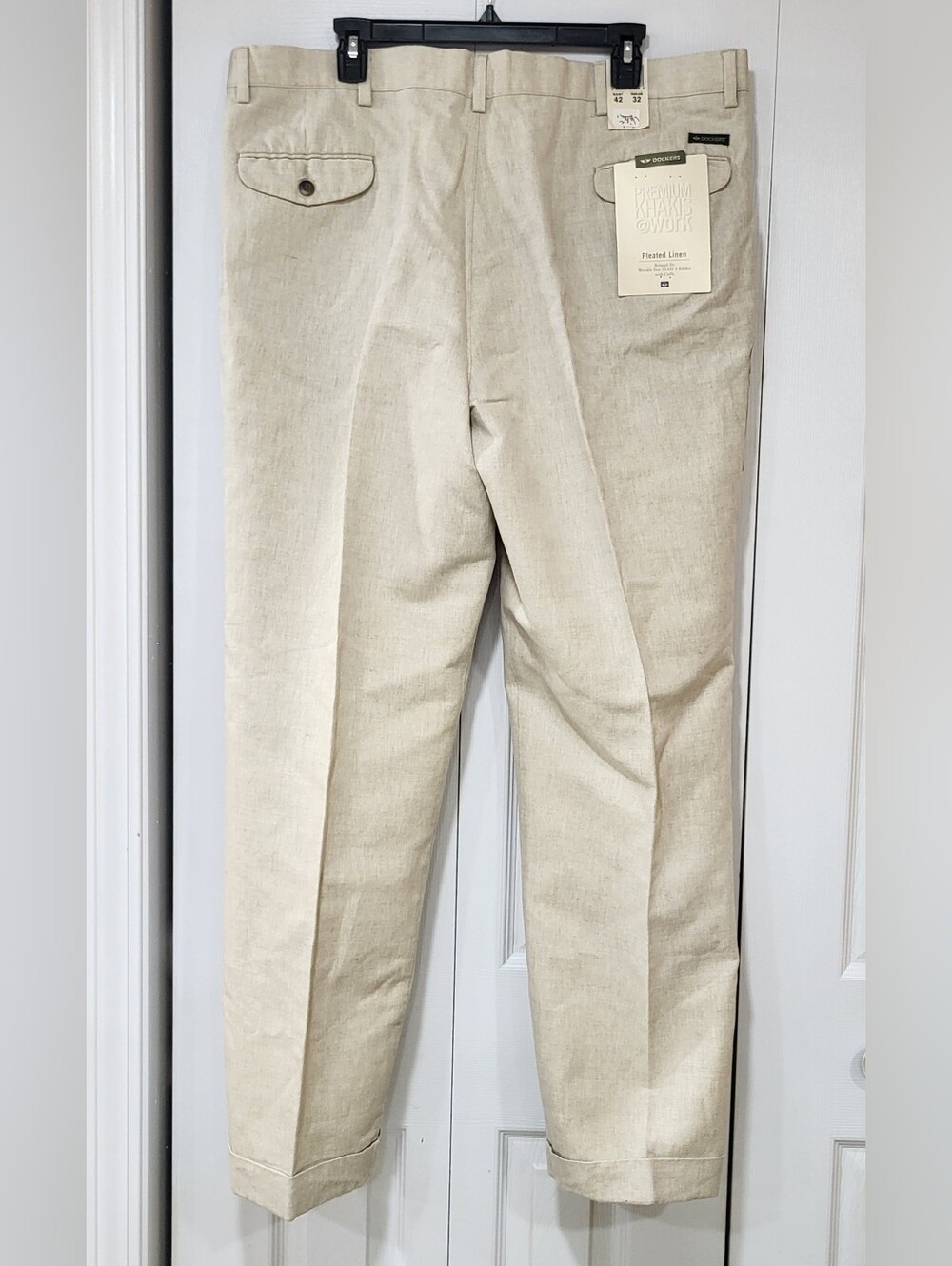 NWT Dockers Men's 42 Classic Linen Cotton Pants Trousers Khakis Beige Casual - Picture 2 of 7